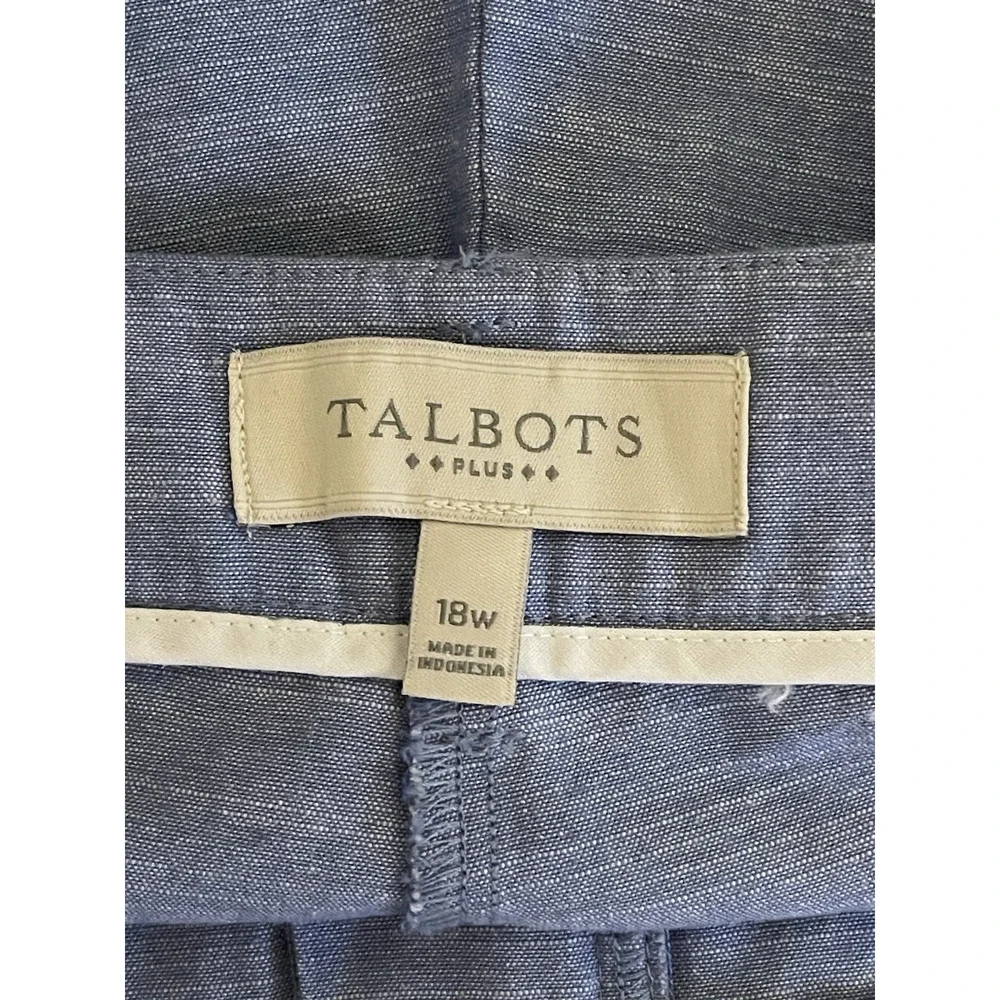TALBOTS Perfect Crop‎ Pant Newport Chambray Blue Mid-Rise Ankle Size 18W